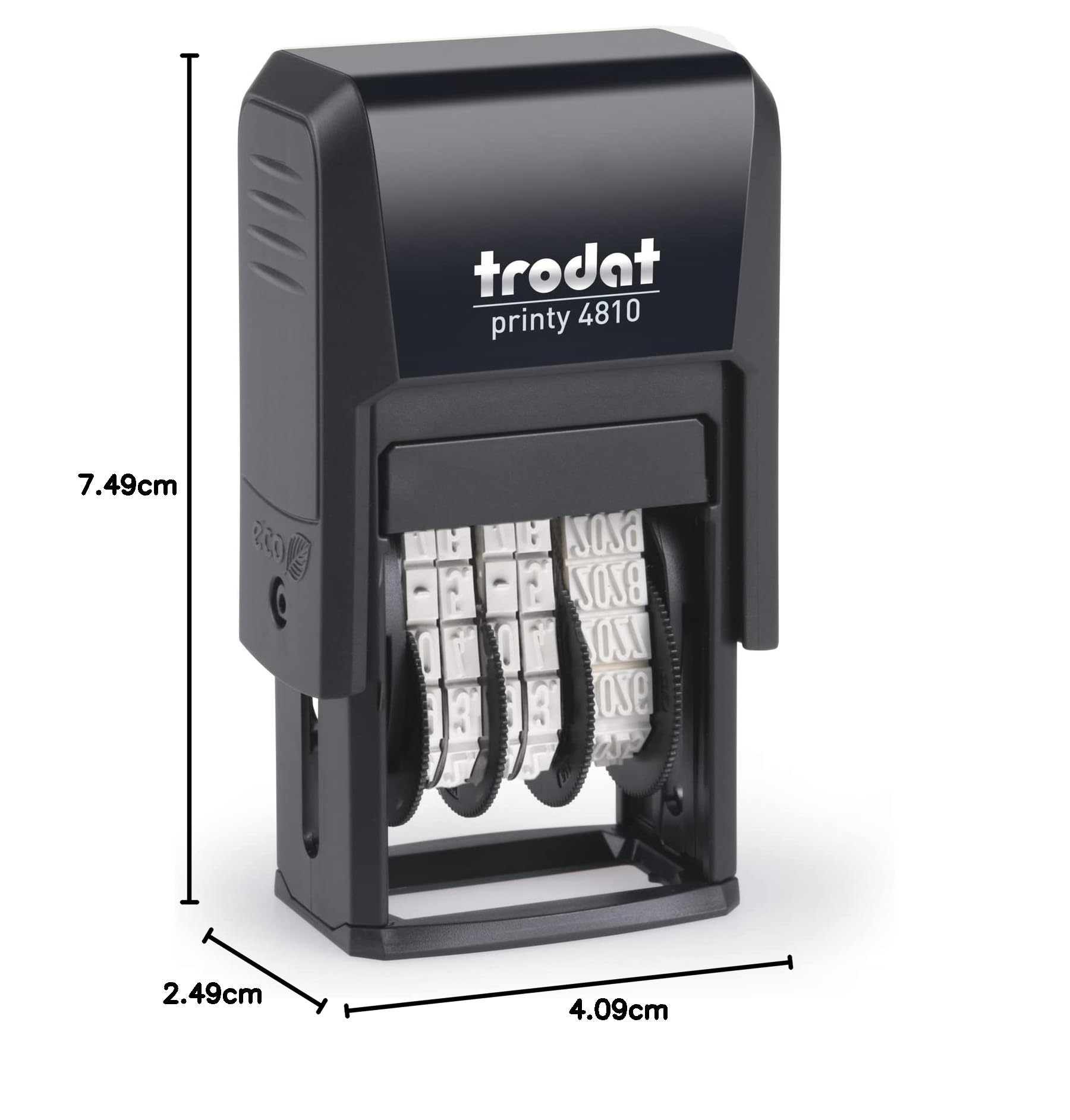 Datownik Samotuszujący Trodat Printy 4810 format daty MA (np: 06-11-2023), s, Czarny
