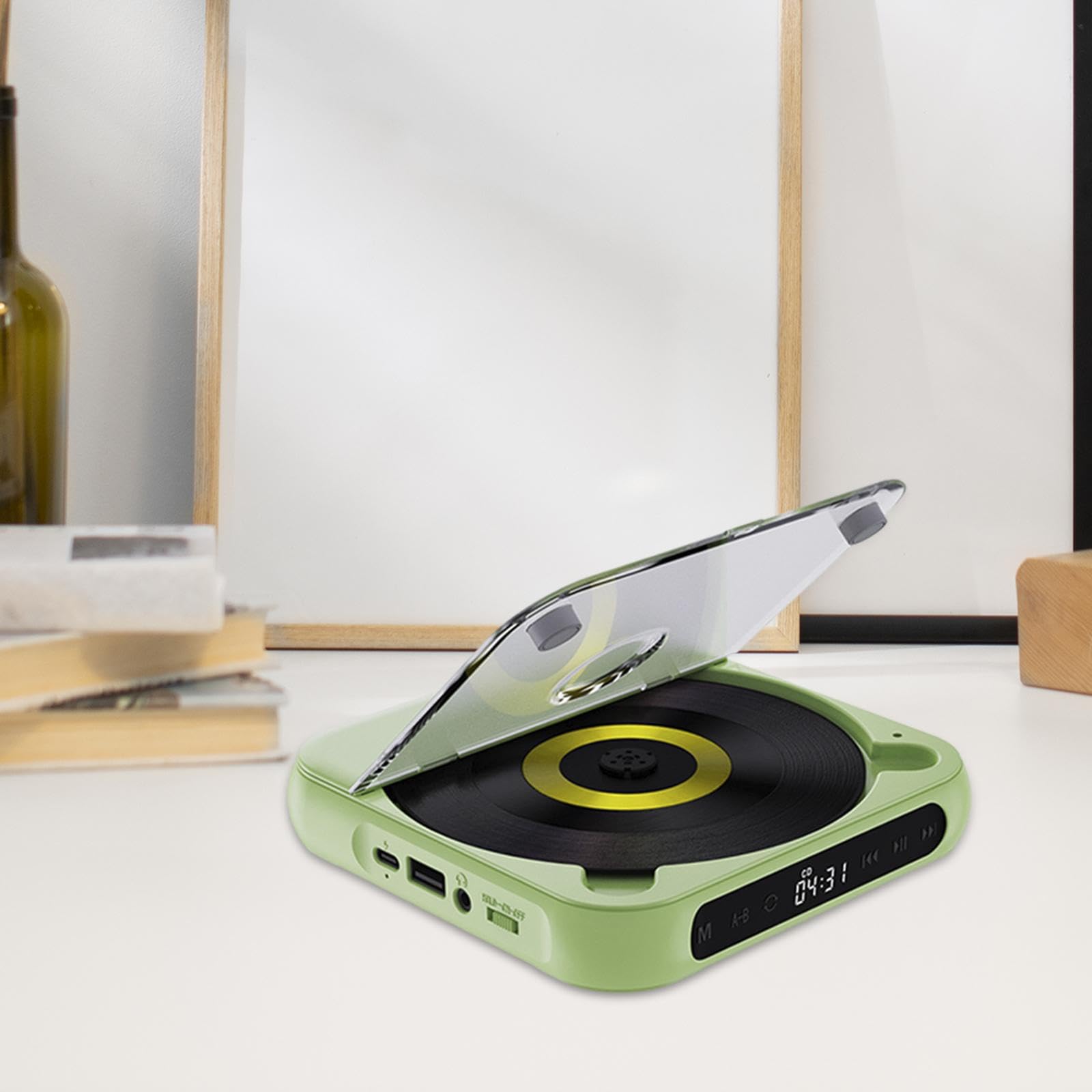 Reproductor de CD con Radio FM y Sonido portátil. Entretenimiento en casa y diversión al Aire Libre. Disfruta de tu música en CD o USB de Forma, Verde, 135 x 135 x 25 mm