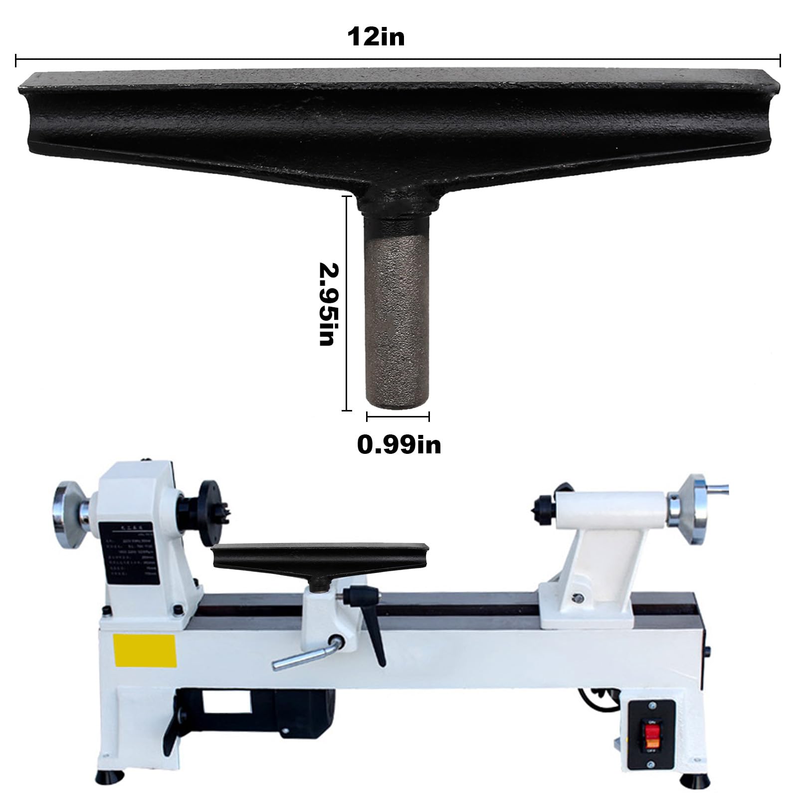 30,5 cm Drehmaschine Werkzeugablage 25,32 mm Pfosten Gusseisen T Typ Werkzeugpfosten Runder Griff Werkzeugpfosten Holz Drehmaschine Drehen Zubehör für Holzbearbeitung