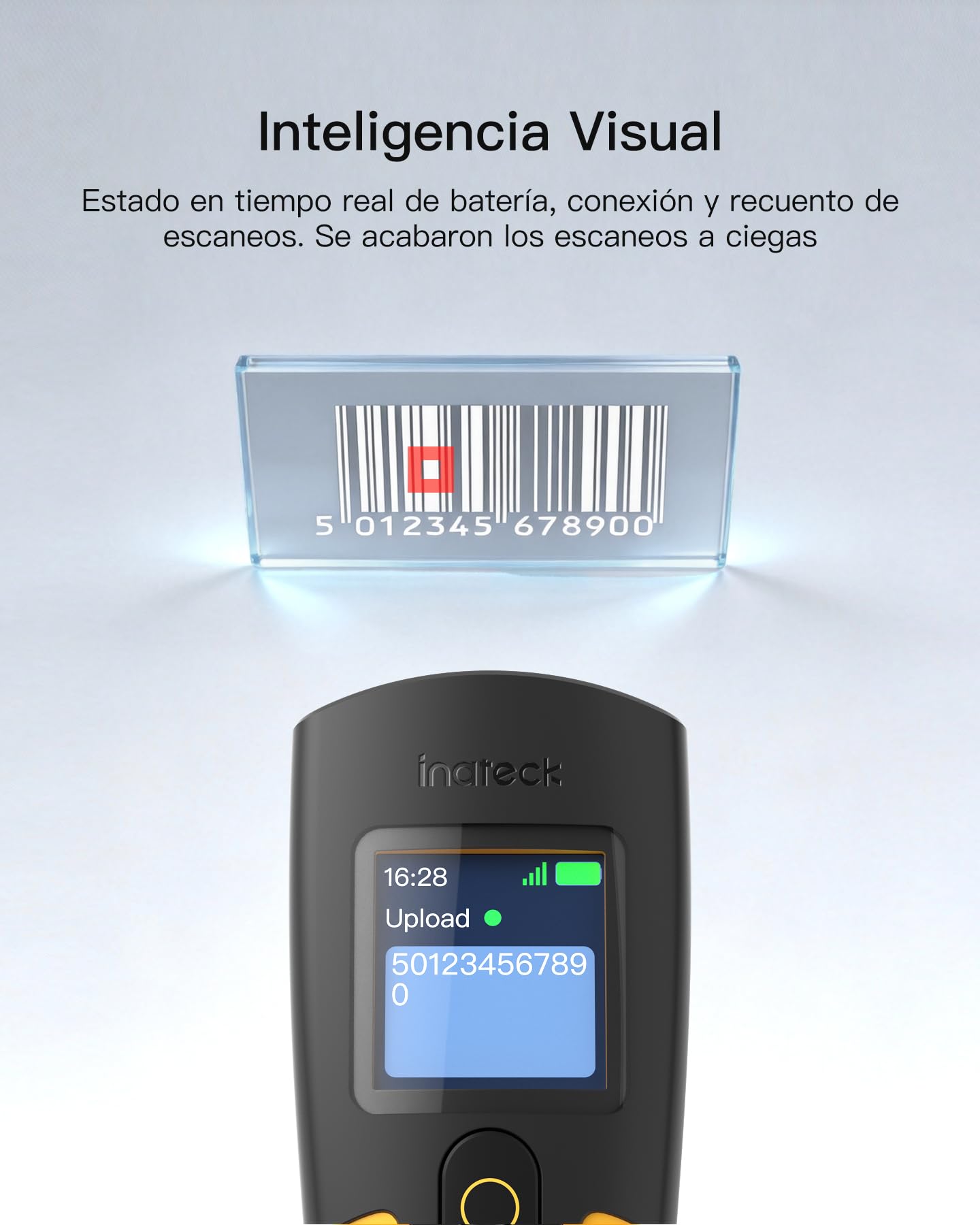 Inateck Escáner de código de Barras inalámbrico 1D 2D, escáner de código QR pequeño Bolsillo para inventario, Bluetooth 3 en 1 y Cable USB y 2,4 G inalámbrico, 2600 mAh, para PC, Tablet, Android, iOS