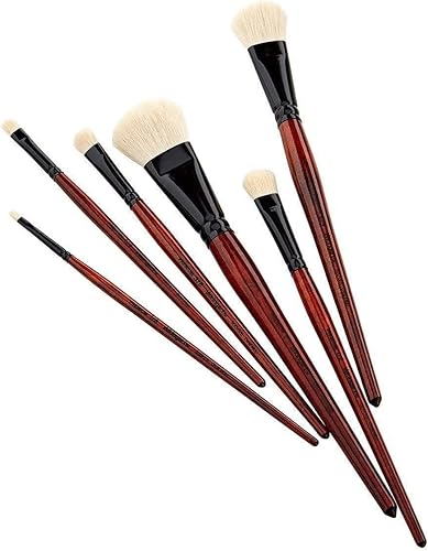 Miniatura 13 de KINGART 1050A Premium 6 Pc. Juego de pinceles planos ovalados para artista, pelo de cabra natural súper suave, mango corto, 6 tamaños para aceite,