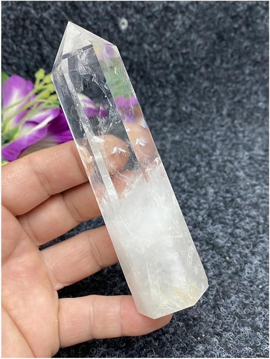 Crystal Stone Natural White Crystal Quartz for Home Decoration Crystal Stone Holder Necklace(195g 120mm)