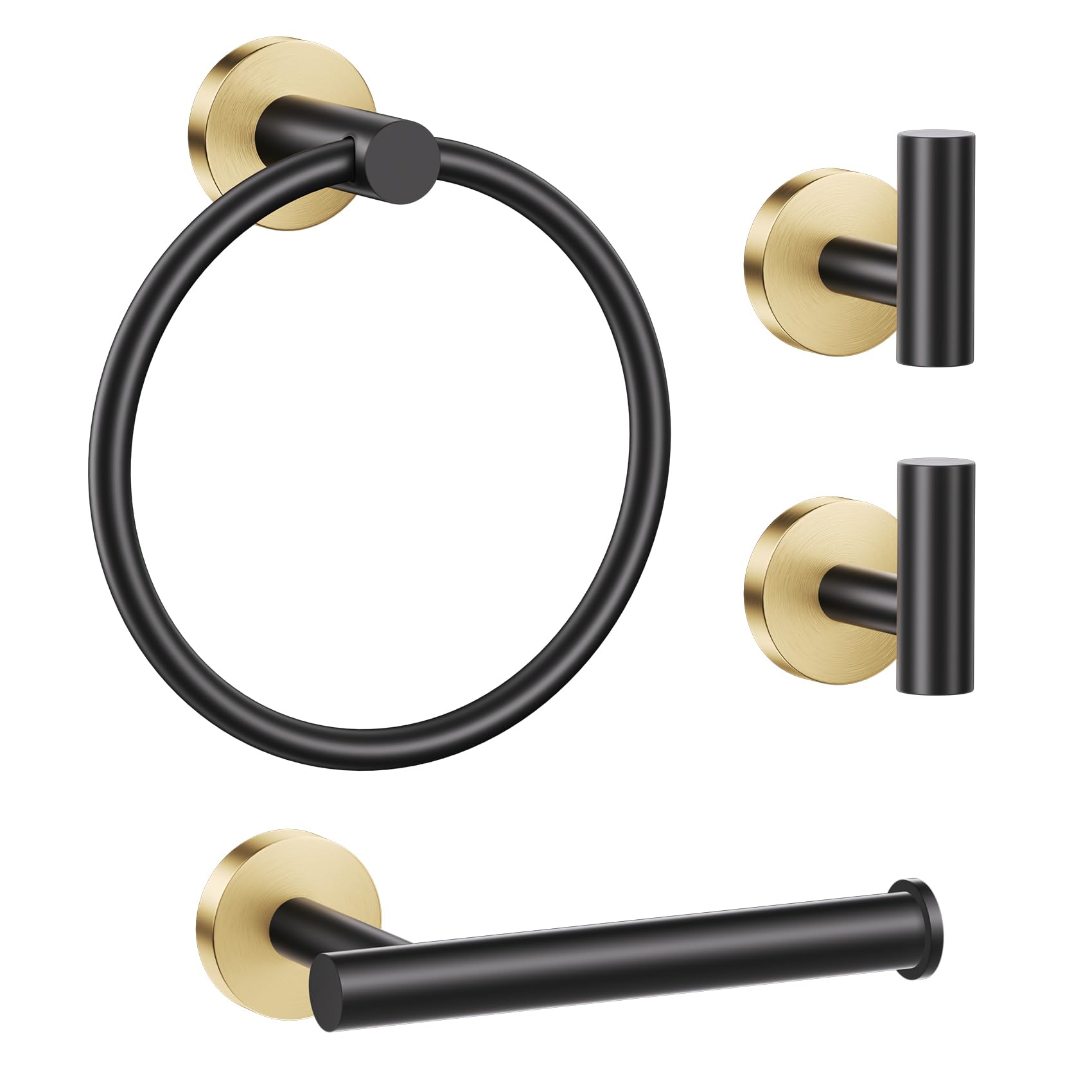 Brushed Gold Bathroom Hardware Set - Toilet Paper Holder & More -11