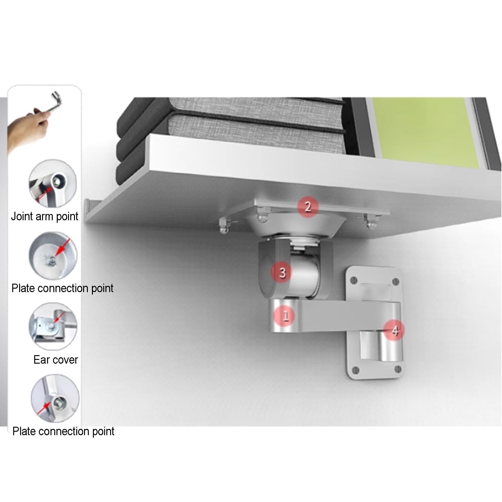 Soporte de pared resistente, soporte de aluminio con rotación de 360° y giro de 270°, soporta 10 kg para enrutadores WiFi, reproductores de DVD, decodificadores y equipos de oficina