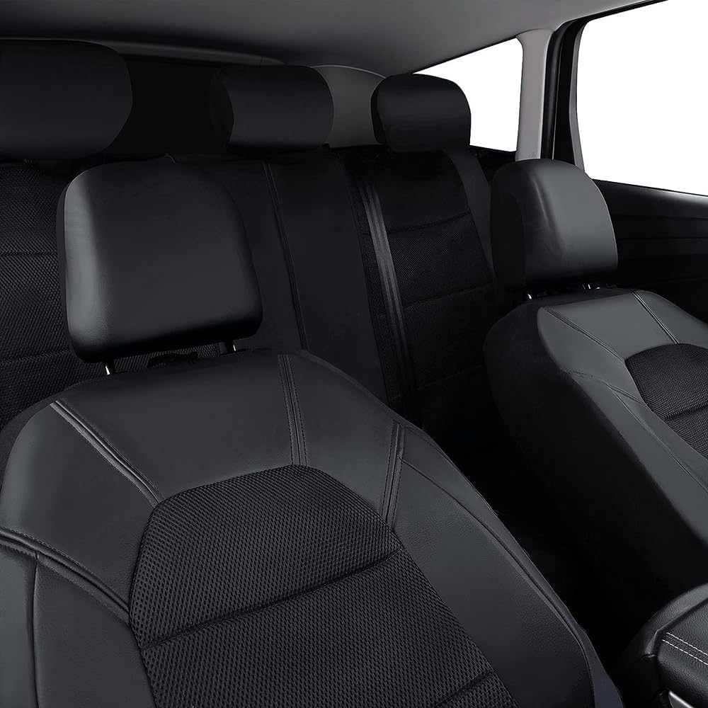 Housses de siège de voiture, pour Dacia Logan MCV 2008-2017, 2018, 2019, 2020, confortables et toutes saisons, en cuir, imperméables, noires