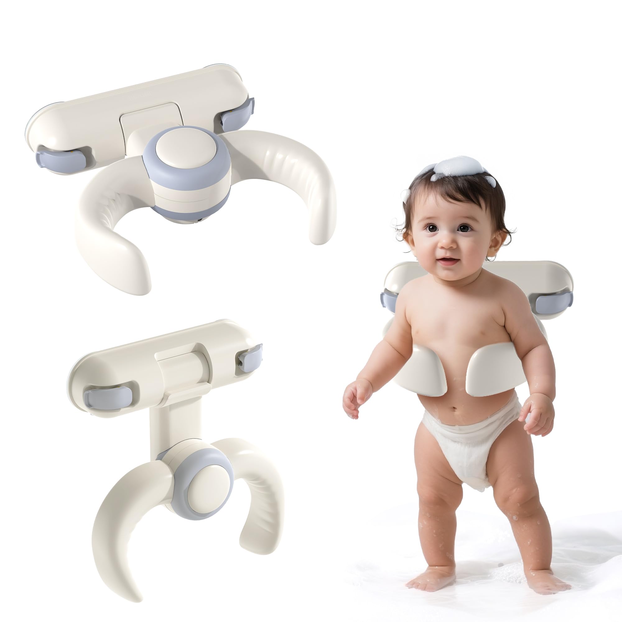 Soporte de pared para baby shower, soporte de pie para baby shower, altura ajustable, soporte para bañera de bebé, soporte plegable para baño de bebé para niños de 6 a 36 meses, asistencia para estar de pie