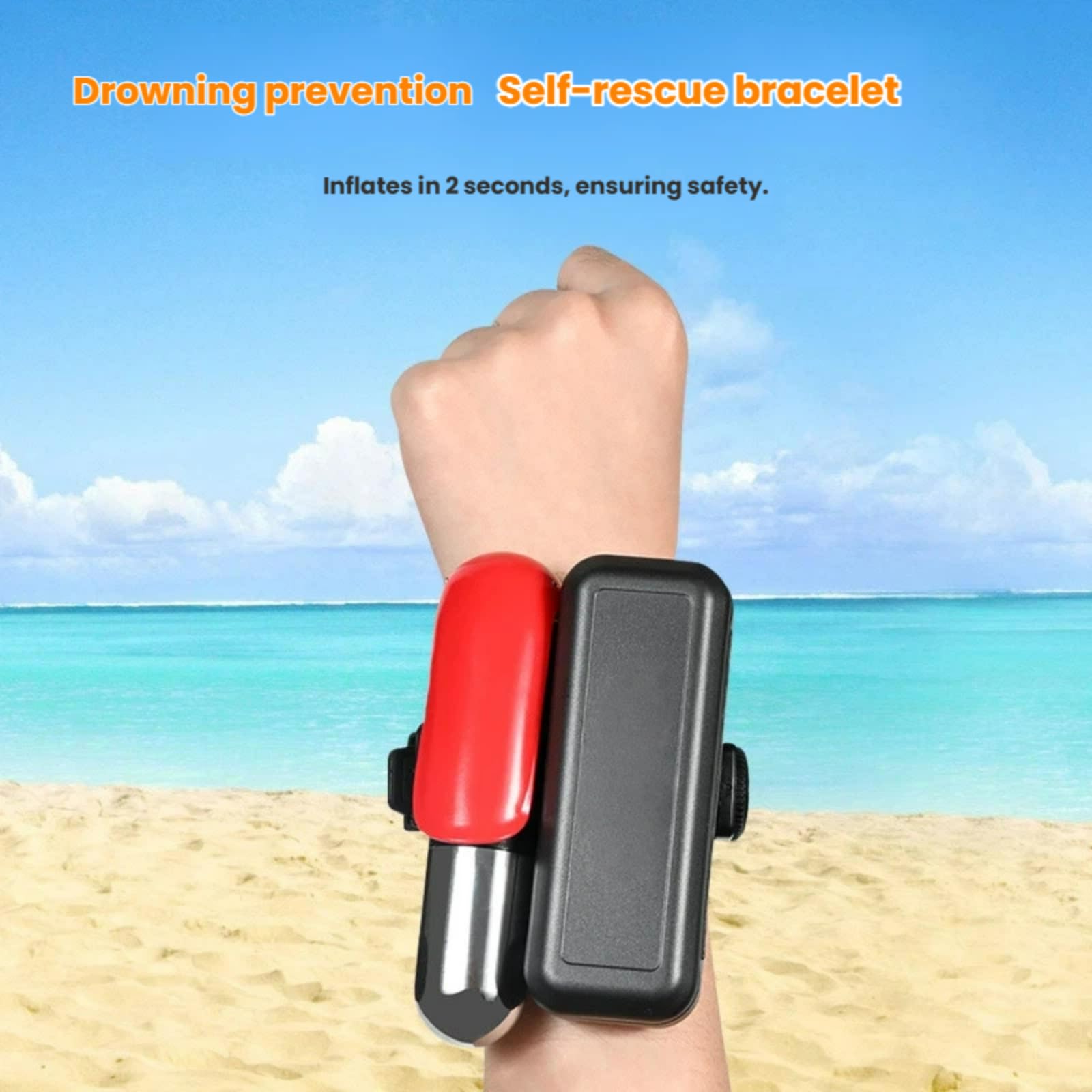 1 segundo auto inflable grande flotabilidad anti-ahogamiento pulsera