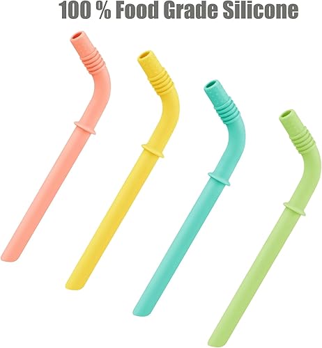 Miniatura 8 de PandaEar Vasos de vidrio para niños y niños pequeños, paquete de 4 vasos de vidrio Mason de 8.45 onzas con fundas y pajitas de silicona, vasos para