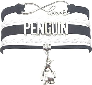 Penguin Bracelet Jewelry - Leather Infinity Love Penguin Gifts Penguin Jewelry Bracelet Gifts For Women, Girls, Men, Boys Most Popular Penguin Themed Gifts