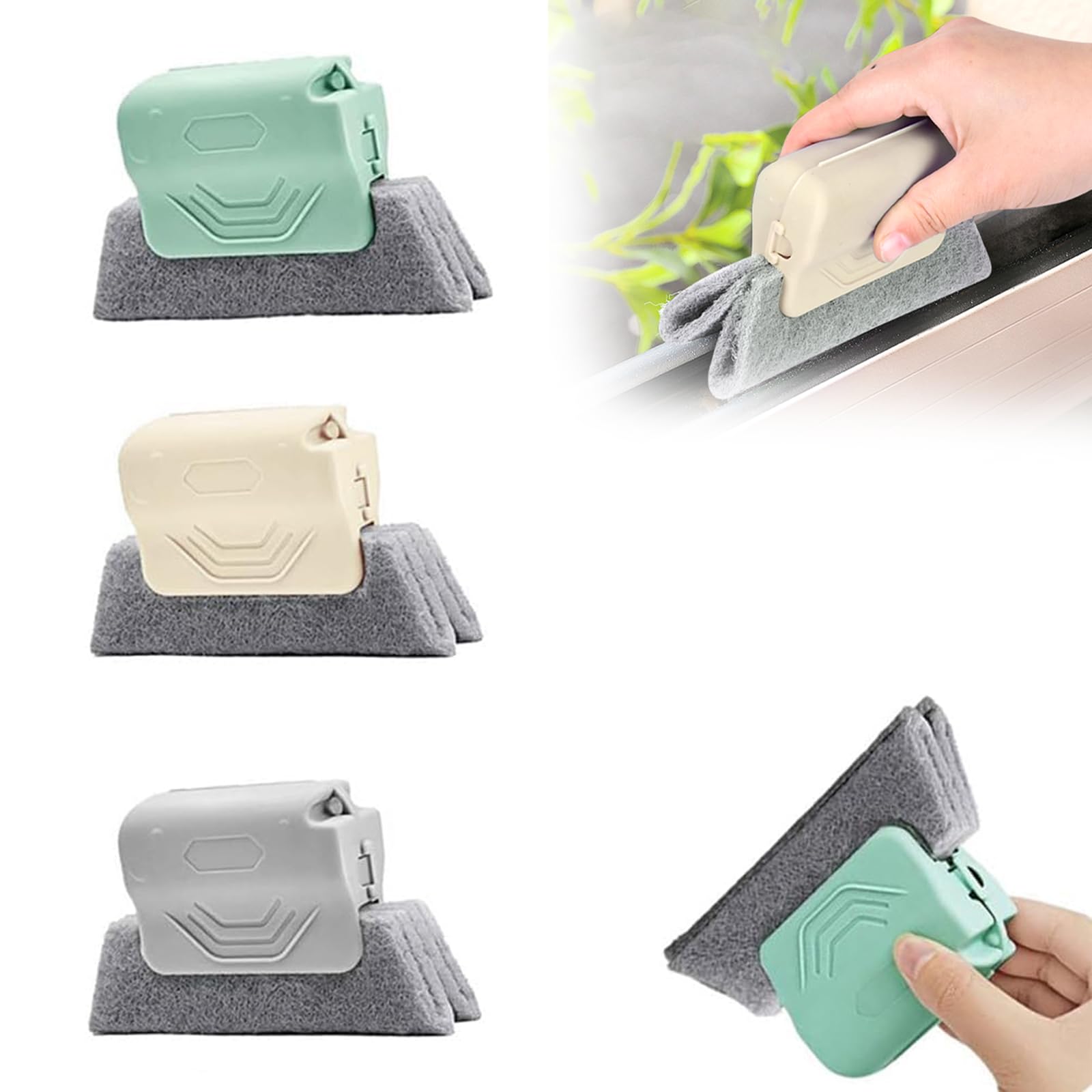 Window Groove Cleaning Brush Set, Magic Window Slot Crevice Track Cleaning Brush Hand-held Groove Gap Cleaning Tools Set,For Sliding Door, Sill, Tile Lines, Shutter (3pcs)