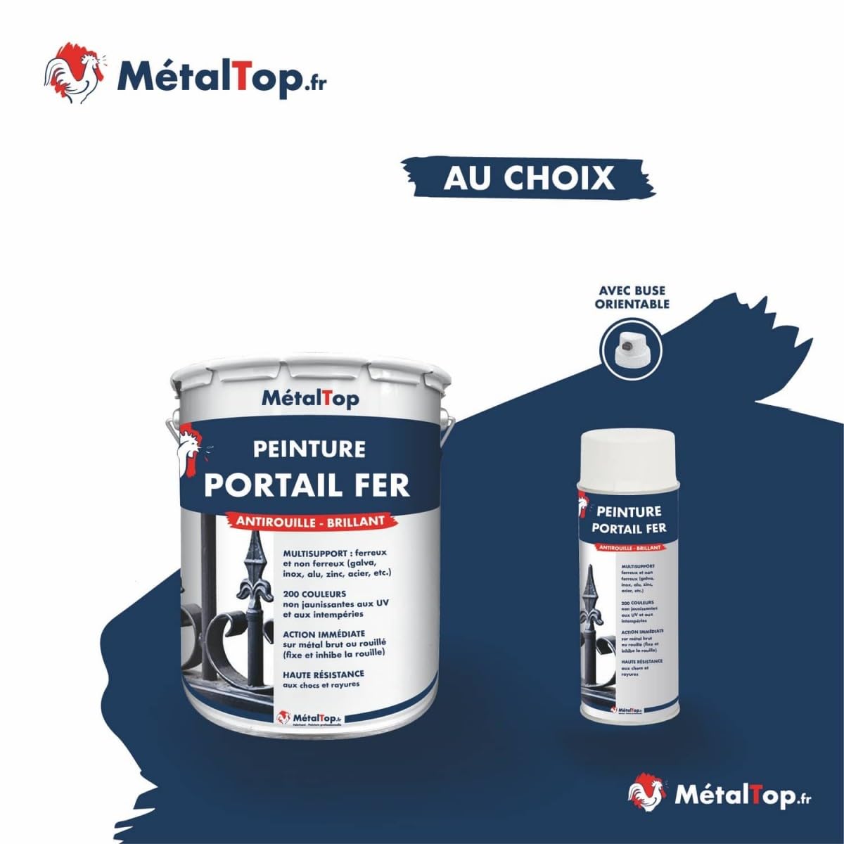 Metaltop Peinture Portail Fer Gris Anthracite RAL 7016 Bombe 400 ml Antirouille Finition Durable Métal Extérieur