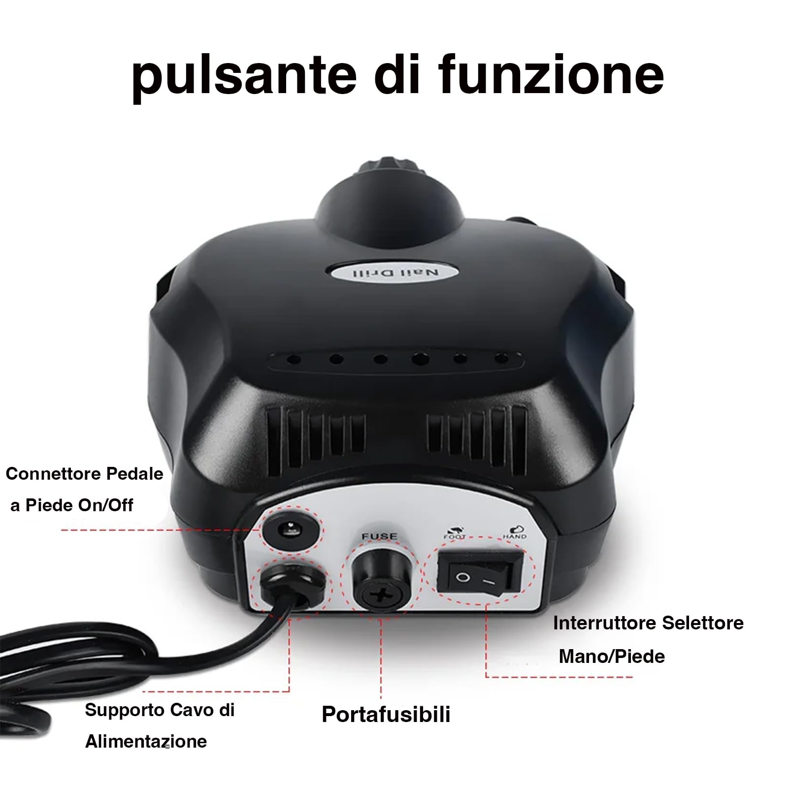 VOLTIX Fresa per Unghie Professionale, Lima Elettrica per Unghie 35000 giri/min, Elettrico Portatile Strumento di Manicure e Pedicure, Frese per Unghie per Uso Salone e Domestico