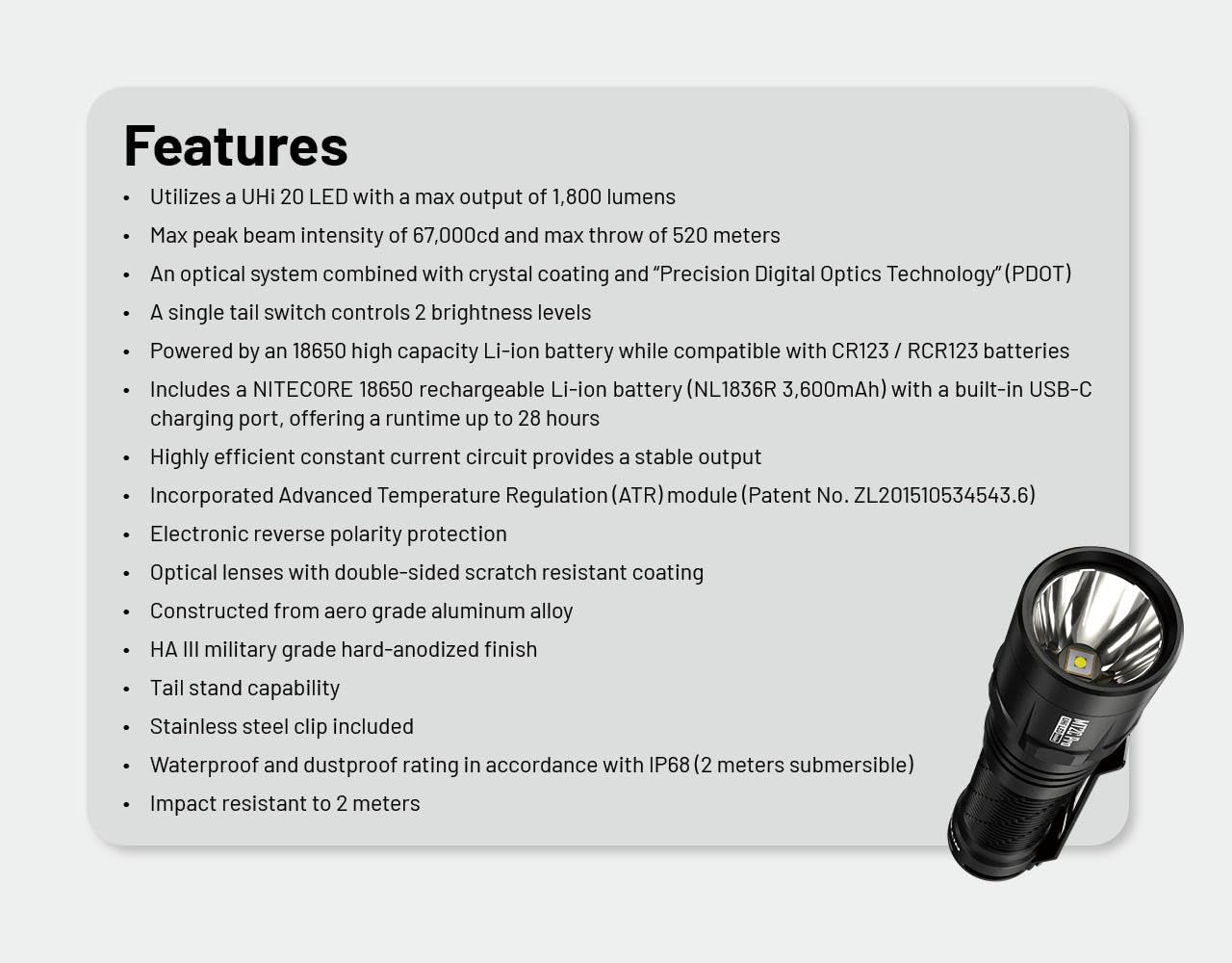 Amazon.co.jp: Nitecore MT2C Pro 高出力コンパクト懐中電灯 - 1,800