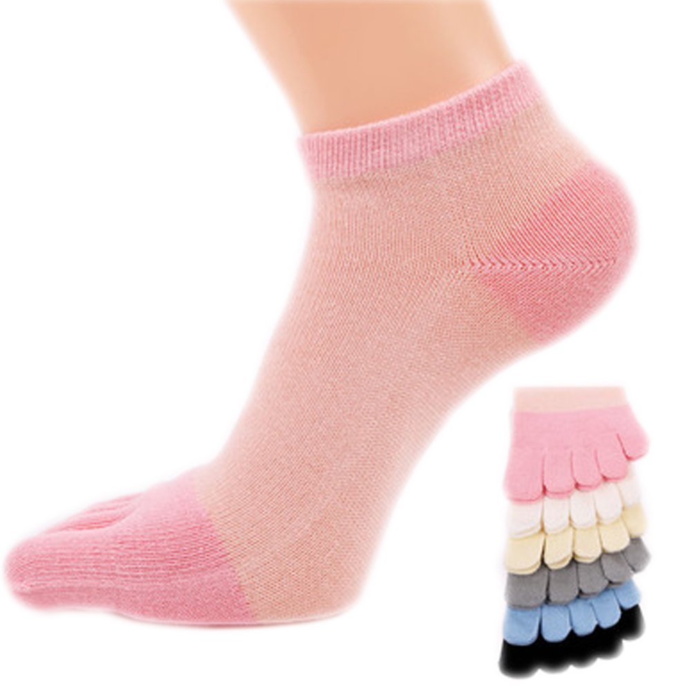 Fullant Women's Mixed Colors Breathable Toe Socks 6 Pairs Running Five Finger Socks No Show Crew Socks For