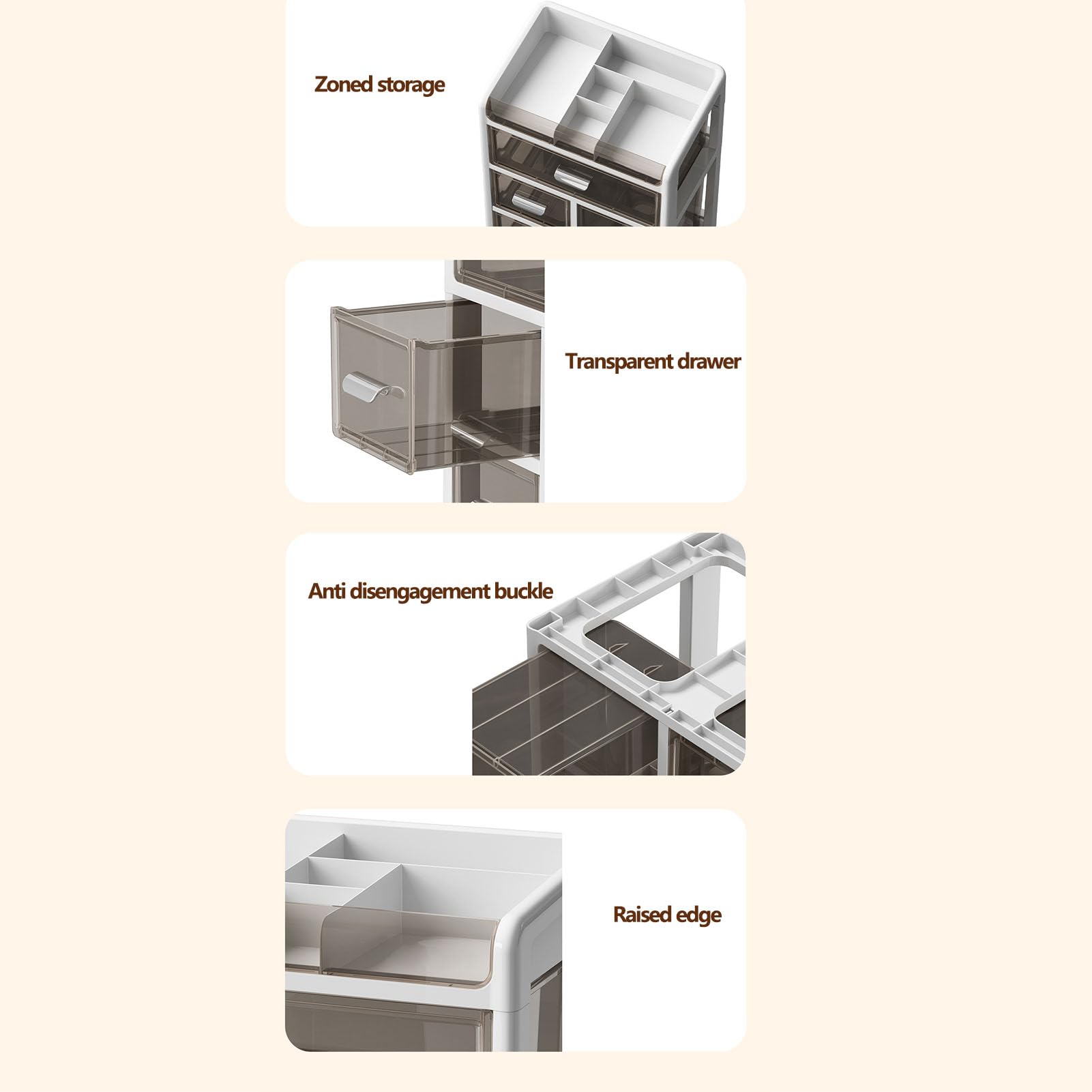 Organizer da Scrivania con Cassetti, Forniture per Ufficio Trasparenti di Cancelleria e Organizer per Trucchi, Ideale per Soggiorno, Camera da Letto, Bagno, Studio, Laboratorio, Ufficio,