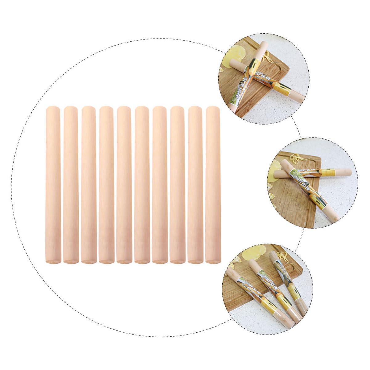 10 Stück Teigroller mit Antihaftbeschichtung Nudelholz und Teigtaschenrolle für Gebäck Pizza und Brot Robustes Küchenwerkzeug für Backzubehör