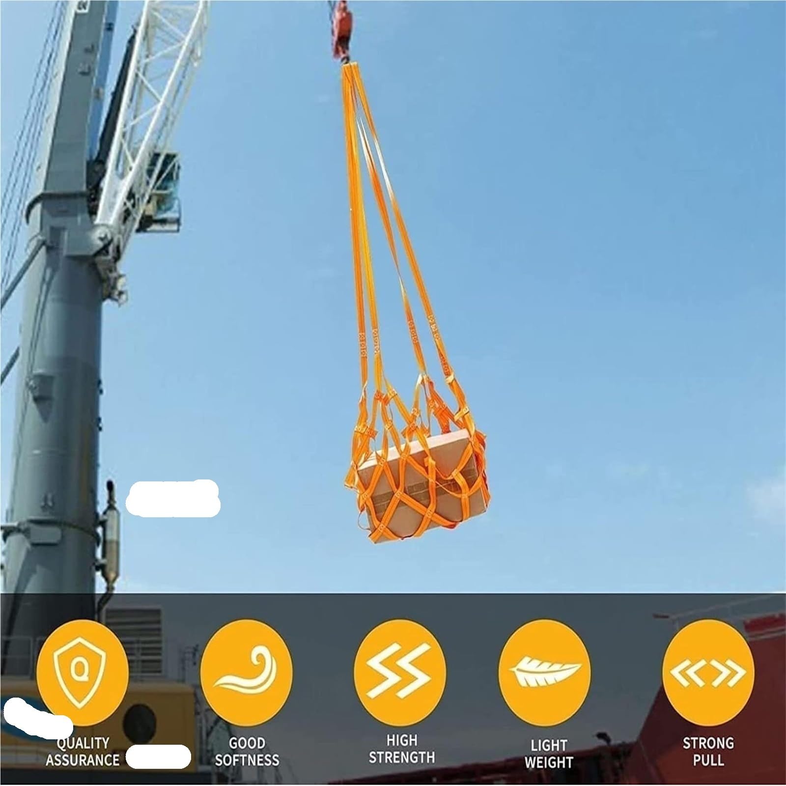 Generico Rete di Sollevamento per carichi Pesanti - Attrezzatura di Sicurezza Industriale | Design Resistente e Rinforzato per Applicazioni di Trasporto, Sollevamento e movimentazione sicure, Elevata