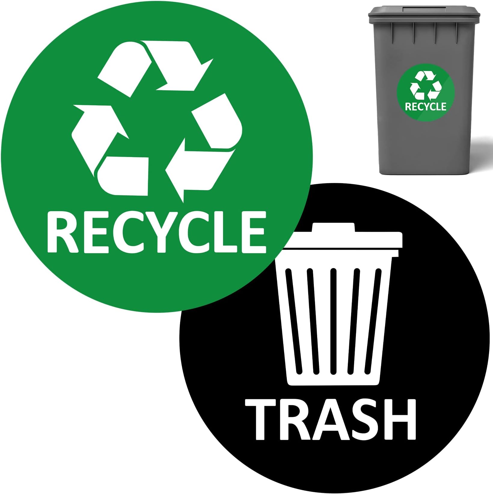 Sukh 3 pcs Recycle Stickers and 3 pcs Trash Stickers for Trash Can Sign Garbage Recycling Sticker Vinyl Perfect for Kitchen Necessity Home Essentials,Home, Work,Commercial Event,Apartment,Hotel