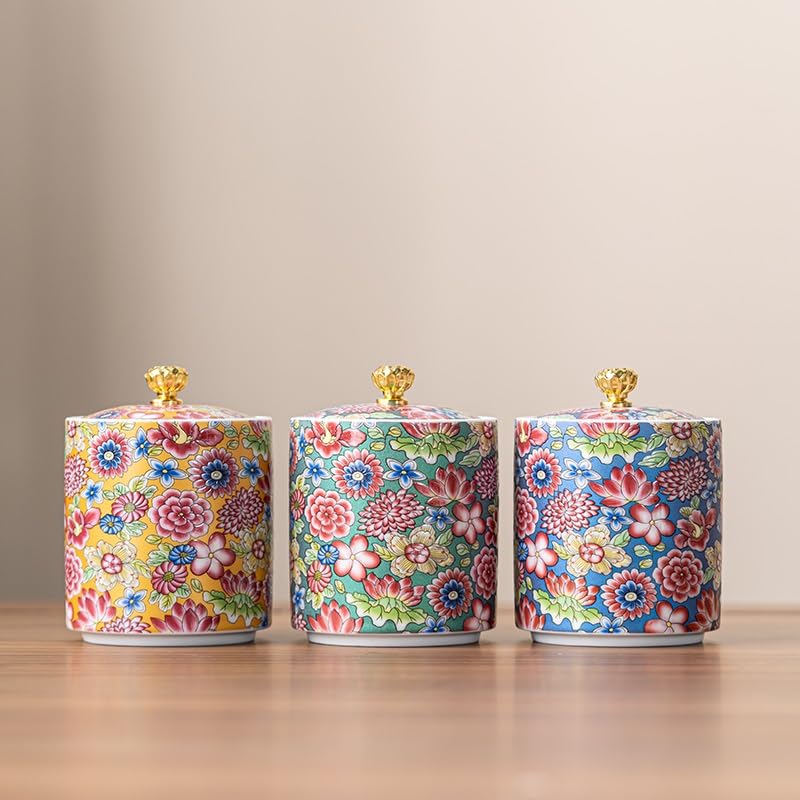 SDdPulse Tanque de almacenamiento de té, latas de té pequeñas de cerámica, latas vacías, latas selladas, latas de té, latas de porcelana, latas de té verde para el hogar, latas de té negro, tarro de