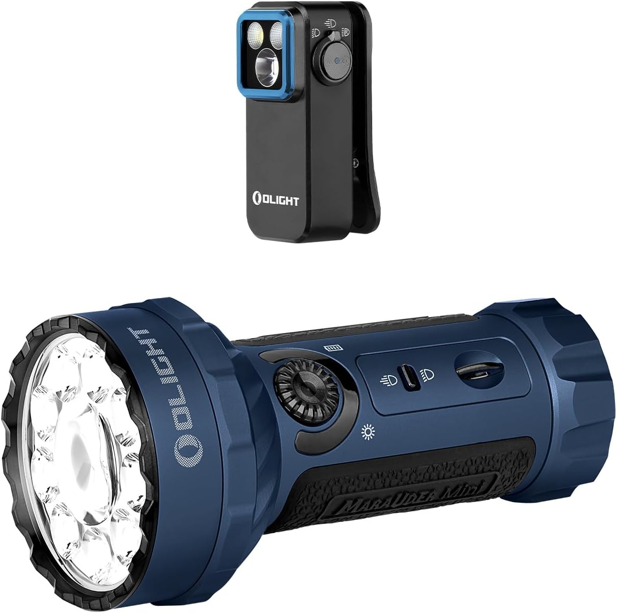 OLIGHT Marauder Mini 7,000 Lumens Bright Flashlight Bundle with Oclip Pro EDC Light