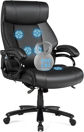 POWERSTONE Silla de oficina grande y alta de 500 libras, sillas de oficina ergonómicas de alta resistencia, respaldo alto, acolchado grueso, silla