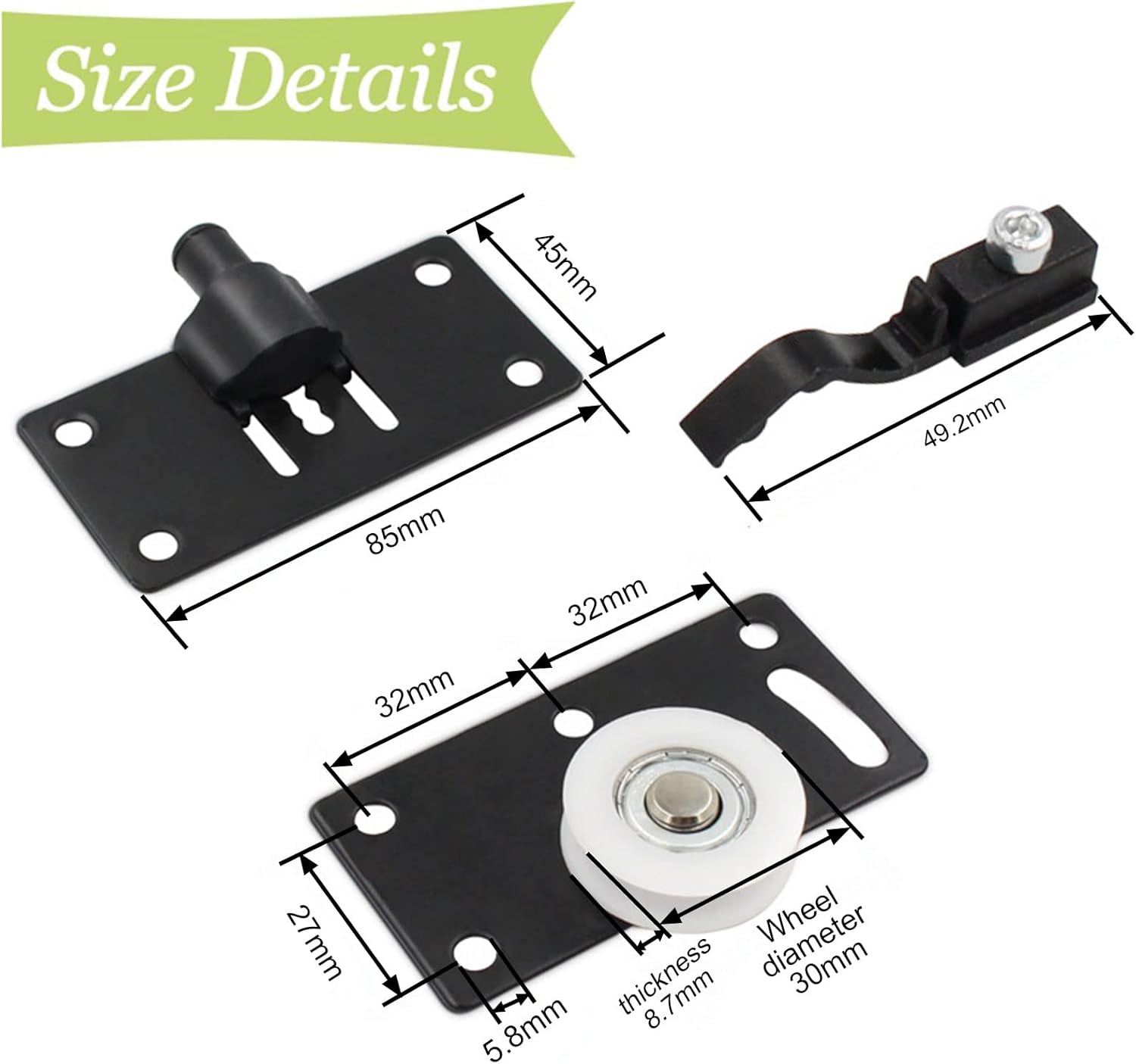 UFURMATE Wardrobe Sliding Door Wheel, 2 Sets Metal Sliding Door Roller