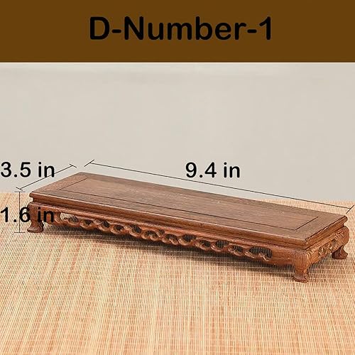 Miniatura 2 de GOLDY&WENDY Base de madera de ala de pollo chino, soporte de pedestal de palisandro sólido para tallar, jarrón rectangular, soporte de exhibición de