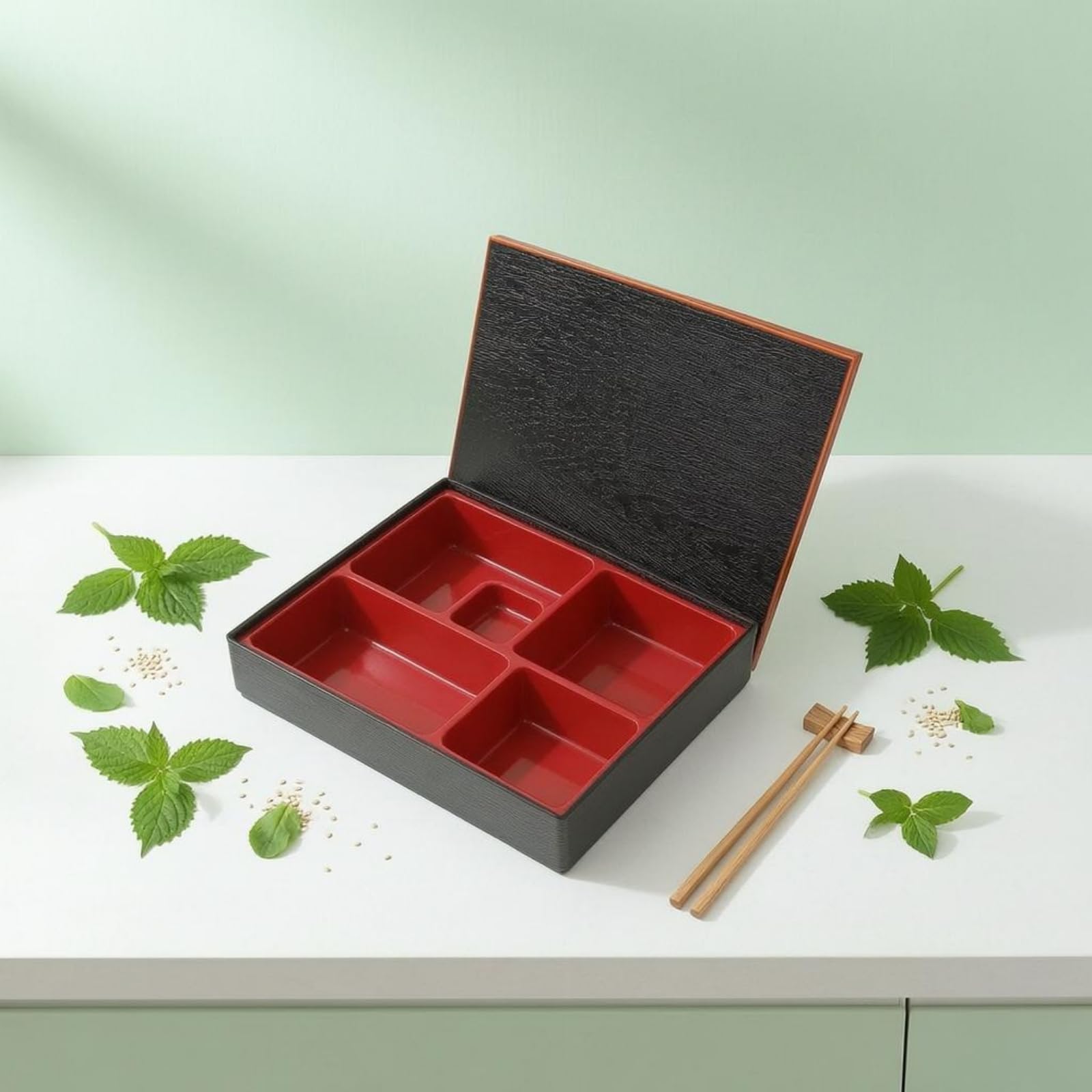 Bento Box Japanisch Lunchbox Behälter Brotdose Speisebehälter Hitzefest mit Außenhülle Und Innenfach aus für Saubere Portionierung für Schule Arbeit Freizeit 30x24.5x6cm