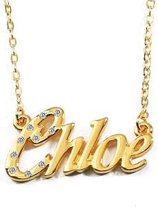 Name Necklace Chloe - 18K Yellow Gold Plated - Includes Bag