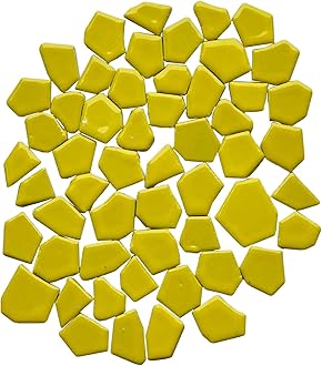 Smayt Yi 200g Bulk Ceramic Mosaic Pieces Irregular Mosaic Tile for Home Crafts Bathroom Flower Pot Outdoor Tables Coasters Decoration(0.8-1.2inch,Yellow)