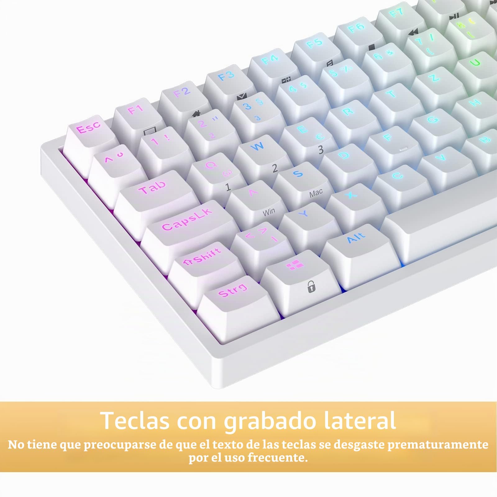 RK ROYAL KLUDGE RK84-DE 75% Teclado Gaming, 85 Teclado TKL Compacto, Teclado Mecánico Bluetooth, Interruptor Rojo, Retroiluminación RGB, Teclado Gaming 2.4Ghz