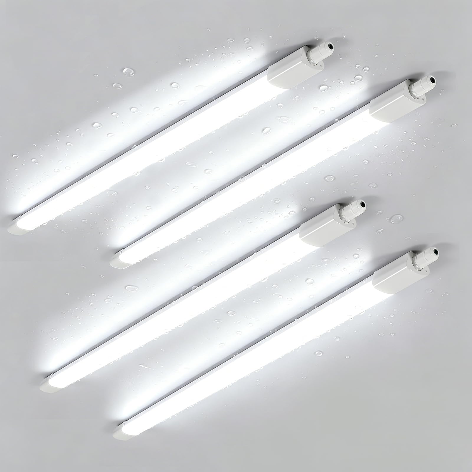 Dorlink 4‑Pack 4ft LED Batten Light, 5500LM 6500K Linkable Tube Light