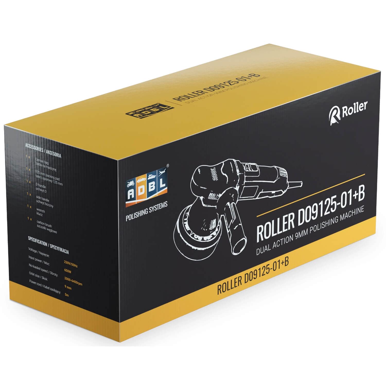 ADBL Poliermaschine Exzenter Poliermaschinen Set - inkl. 75mm Stützteller + Tasche - 9mm HUB - 650W