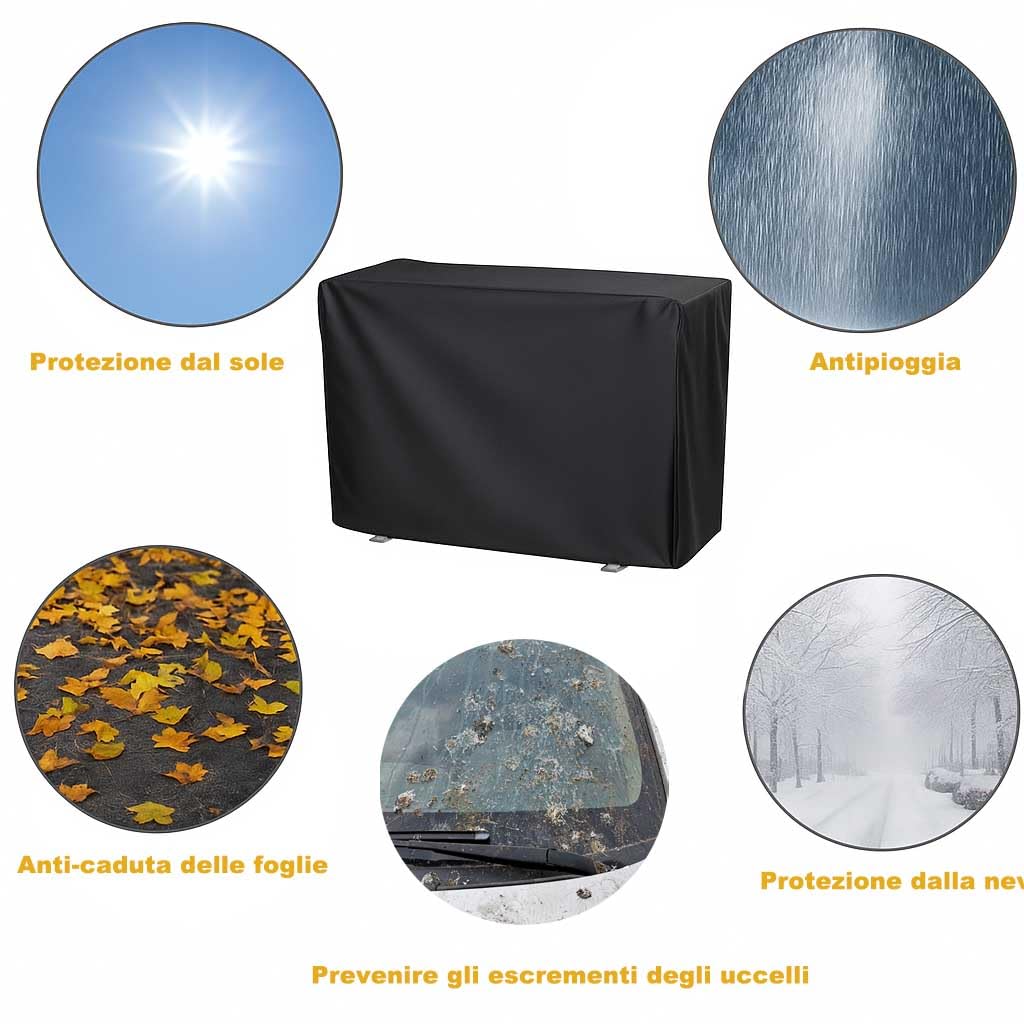 Housse de Climatiseur Extérieur Noire, Couvercle de Climatiseur en Tissu Oxford 420D Imperméable Anti-poussière Antineige, Protection Solaire Universelle 96*40*70cm