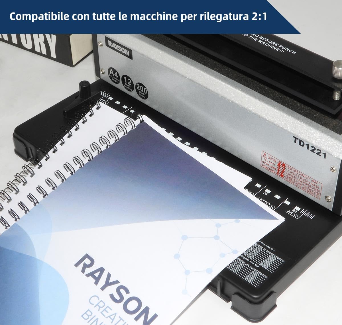 RAYSON 23 Anelli Spirale Metallica per Rilegatura, 210 Fogli, A4, Confezione da 50 Pezzi
