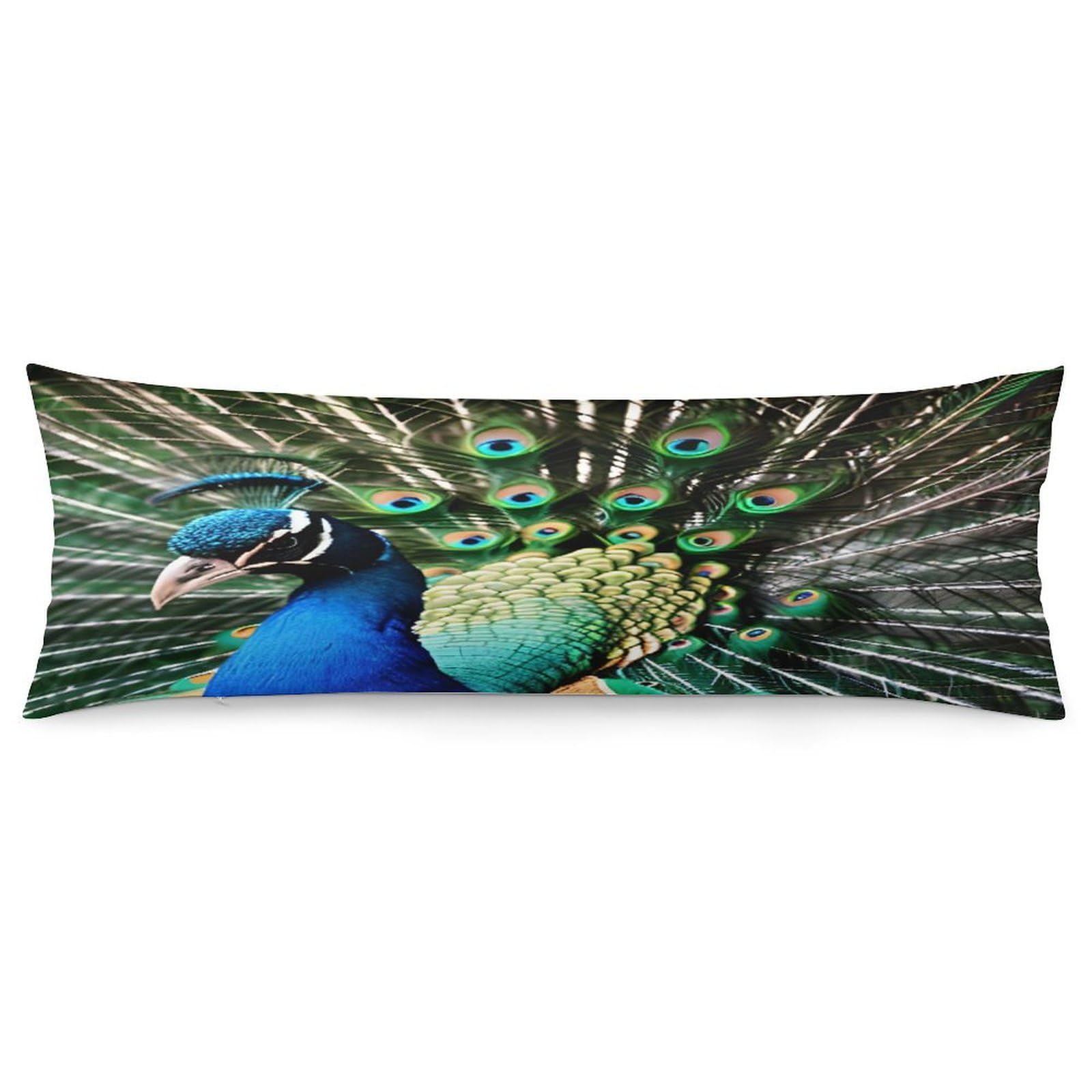 Peacock Pillow Case Soft Breathable Long Pillowcover Pillow Protector Suitable for Sofas Car Chairs and Any Room