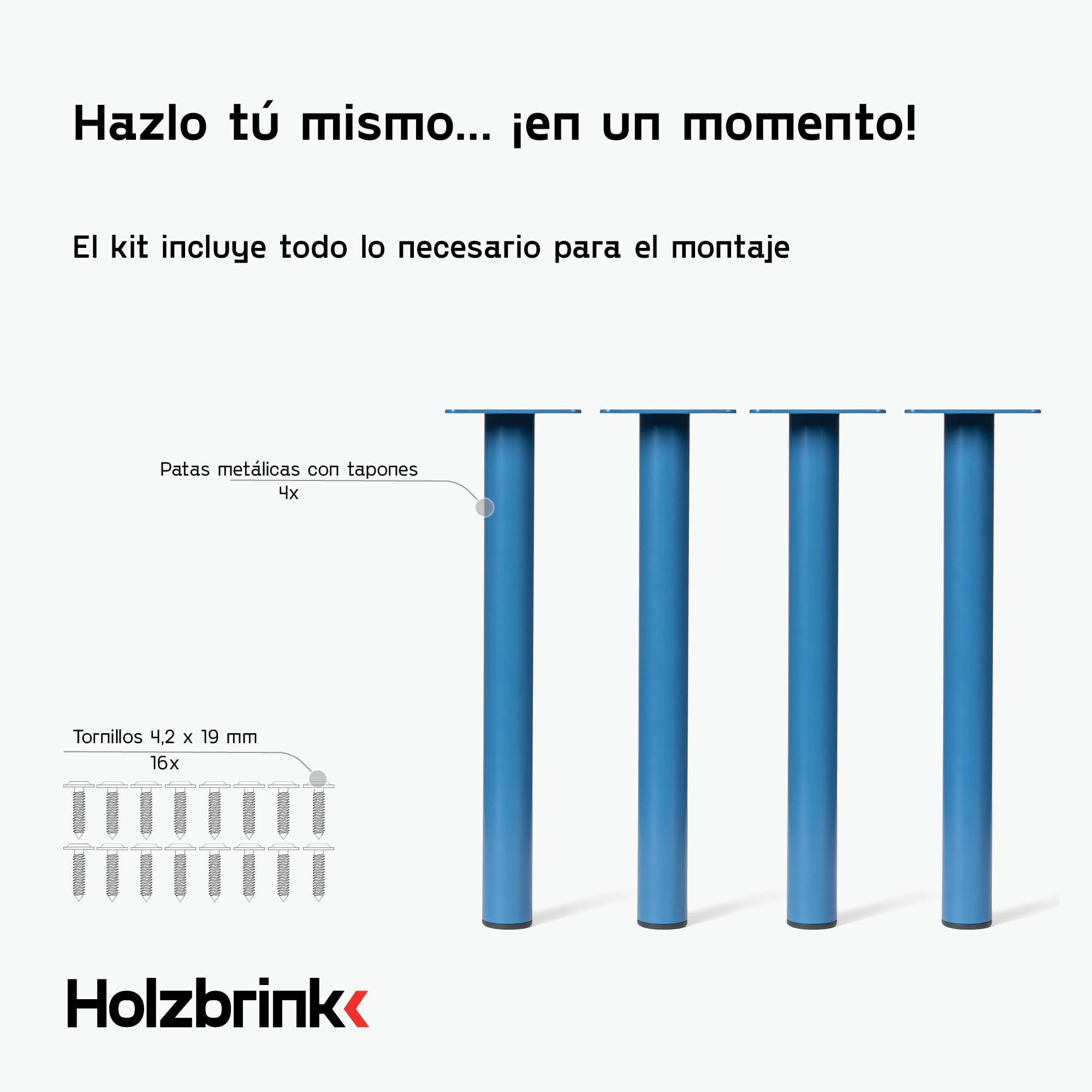 HOLZBRINK Patas para mesas Bajas 43 cm de Metal Antracita Ø42,4 mm (Juego de 4) – Patas para Bancos, mesitas y Mueble de TV – Estructura Estable, Modernas y pintadas al Polvo – Modelo: HLT-14C