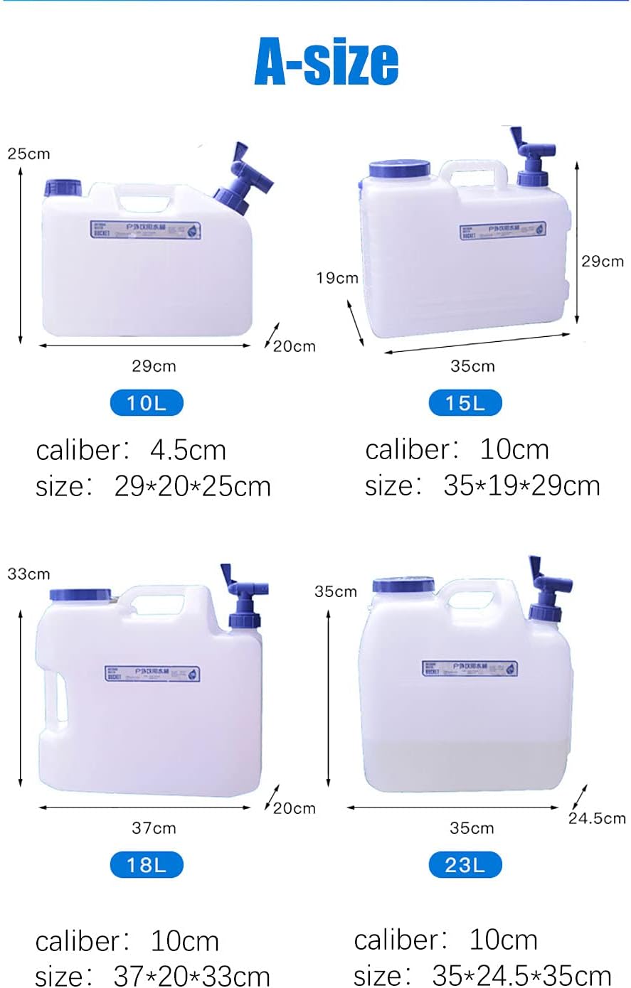 Water Storage Containers, Water Tank Portable Car Camping Water Tank Camping Hiking Water Bucket Portable Container Tap Carry Tank Container Storage 10L,15L,18L,23L with Lid Faucet Handle(18L)