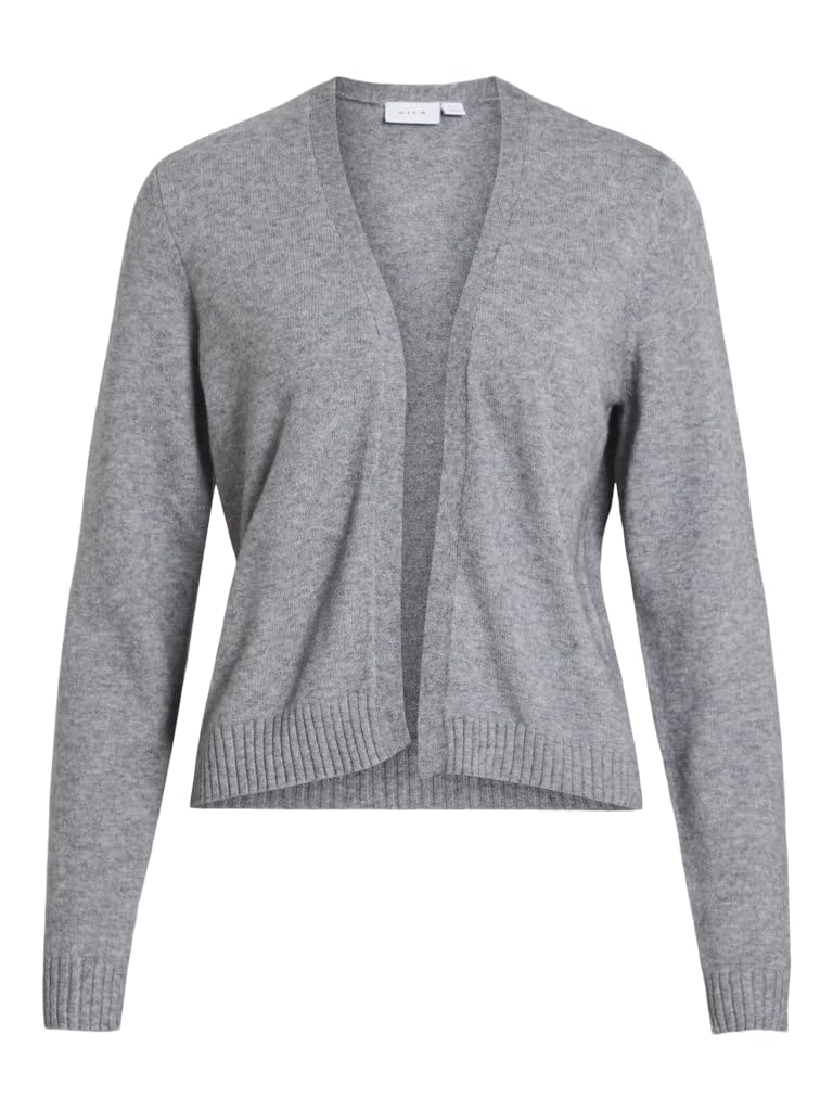Vila Women's Grey Viril Short L/S Knit Cardigan Noos, Medium Melange, M