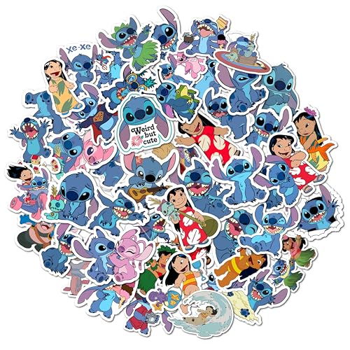 Image of Pack of 50+ PCS Stitchs Cartoon Stickers for Gifts, Waterproof Sticker for Phone, Laptop, Water Bottles, Hydro Flask, Stickers for Kids, Toddlers, Vinyl