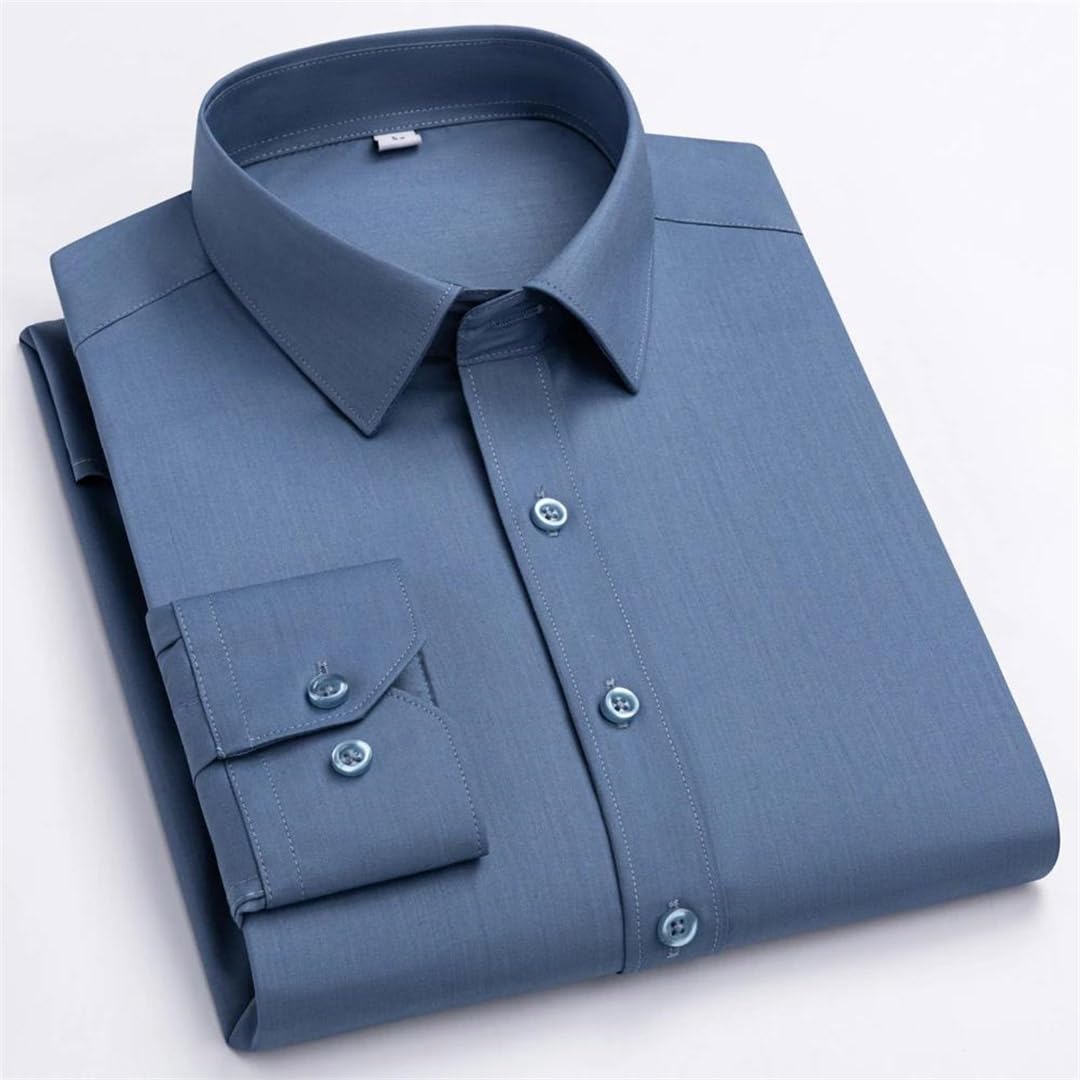 Yeuyyben Herrenhemd, ohne Tasche, bequem, weich, normale Passform, Langarmshirts