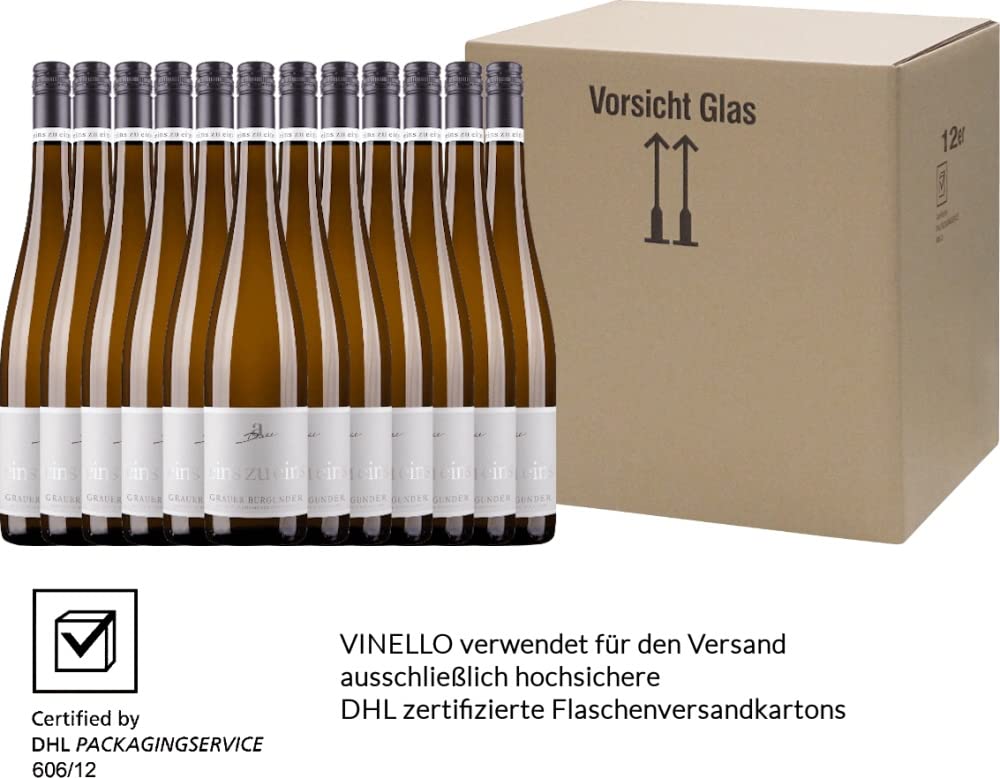 Grauer Burgunder eins zu eins Kabinett von A. Diehl - Weißwein 12 x 0,75l VINELLO - 12er - Weinpaket inkl. kostenlosem VINELLO.weinausgießer