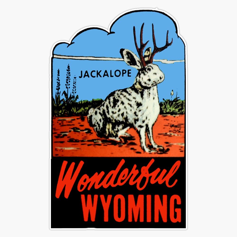 JB Print Wyoming Jackalope Vintage Travel Decal Vinyl Decal Sticker Car Waterproof Car Decal Bumper Sticker 5