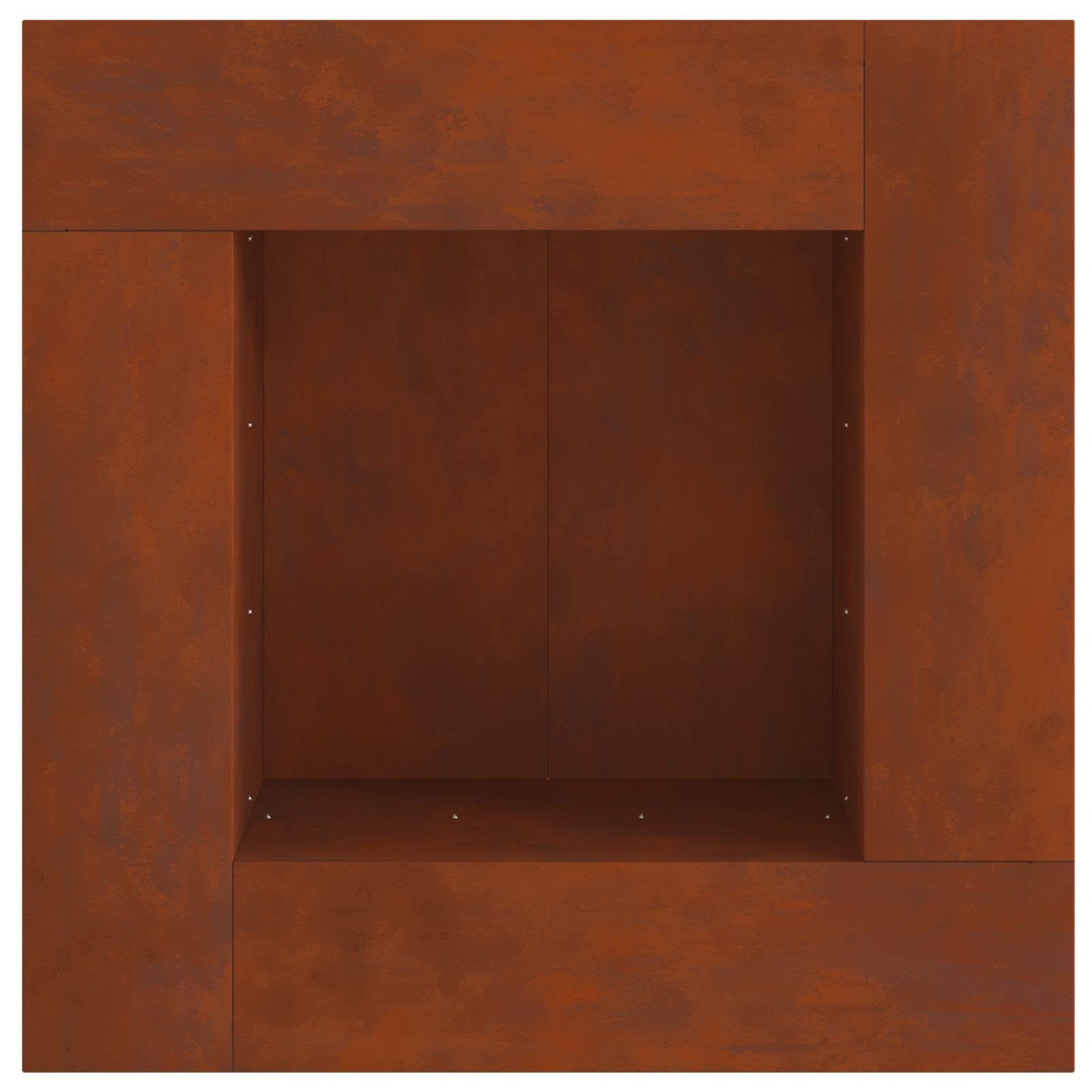 Palenisko brązowe z odpornej na warunki atmosferyczne stali 80 x 80 x 40 cm, kwadratowe, do ogrodu i na taras, odporne na wysokie temperatury, nierdzewne, idealne do ogrzewania i przytulnego