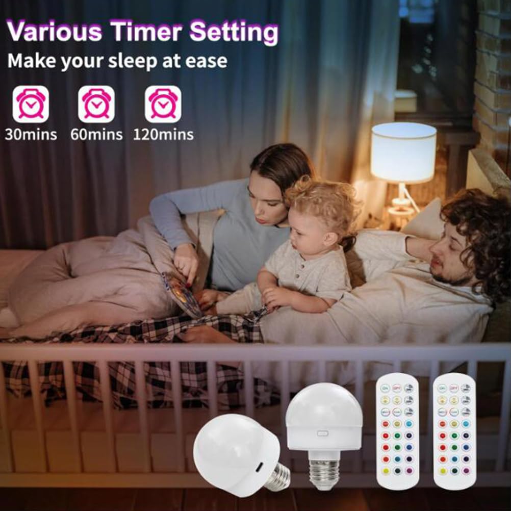 Żarówka LED E27 RGB z pilotem zdalnego sterowania, żarówka akumulatorowa USB 4W z timerem, inteligentna żarówka 15 kolorów + 3 temperatury barwowe, żarówka awaryjna ze zdejmowanym uchwytem na żarówkę