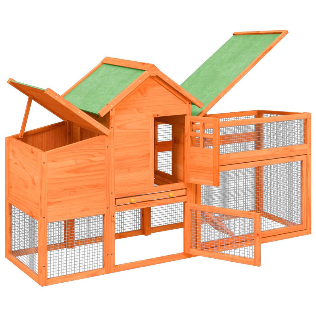 Homgoday Gallinero marrón 186,5 x 58,5 x 113 cm, madera maciza de pino, gallinero y corral, gallinero, jaula de aves de corral para gallinas, patos, conejos, perros, jaula de aves de corral, animales