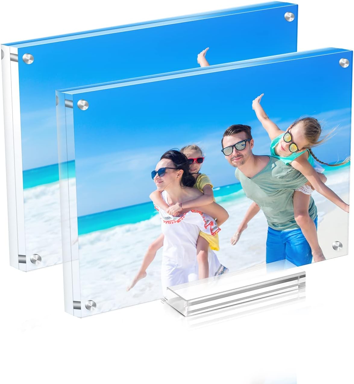 JUOIFIP 2 Pack Acrylic Picture Frame 4×6 Clear Double