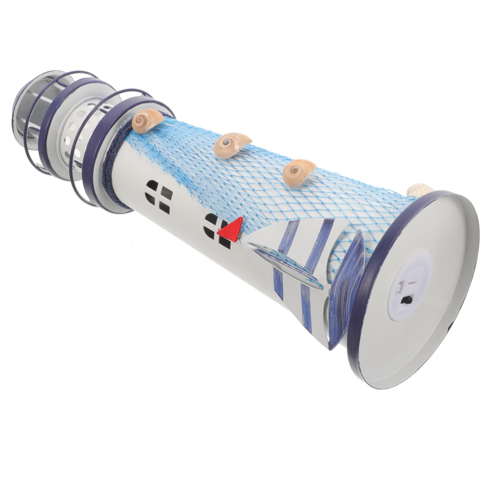 Mikikit Beach Office Decor Lighthouse Statue Iron Art Nautical Ornament Led Lighting