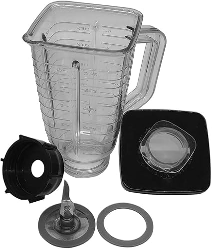 Piezas de repuesto, cuchillas de hielo, conjunto de tarro de plástico cuadrado de 5 tazas con cuchilla, junta, base, tapa. Compatible con licuadora