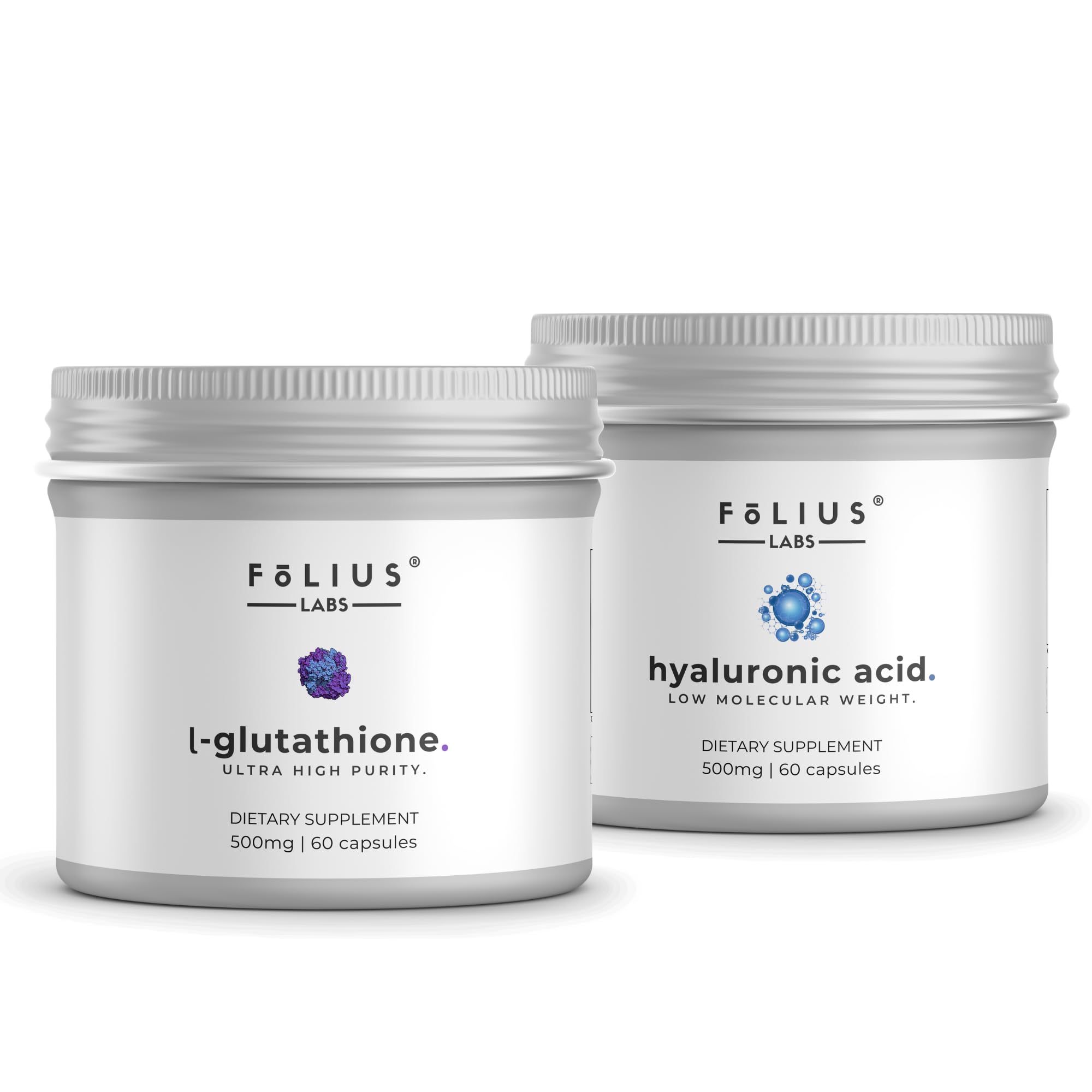 l-glutathione molecular weight FOLIUS LABS Clean Label Ultra High Strength L-Glutathione 98% + Low  Molecular Weight Hyaluronic Acid Combo | Skin Supplement For Women and Men